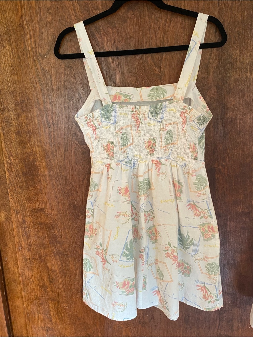 White Cotton Dress with Pastel Floral Print - Picture 7 of 9